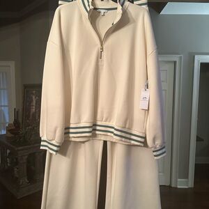 Southern Tide Cream and Green Sweatshirt Set